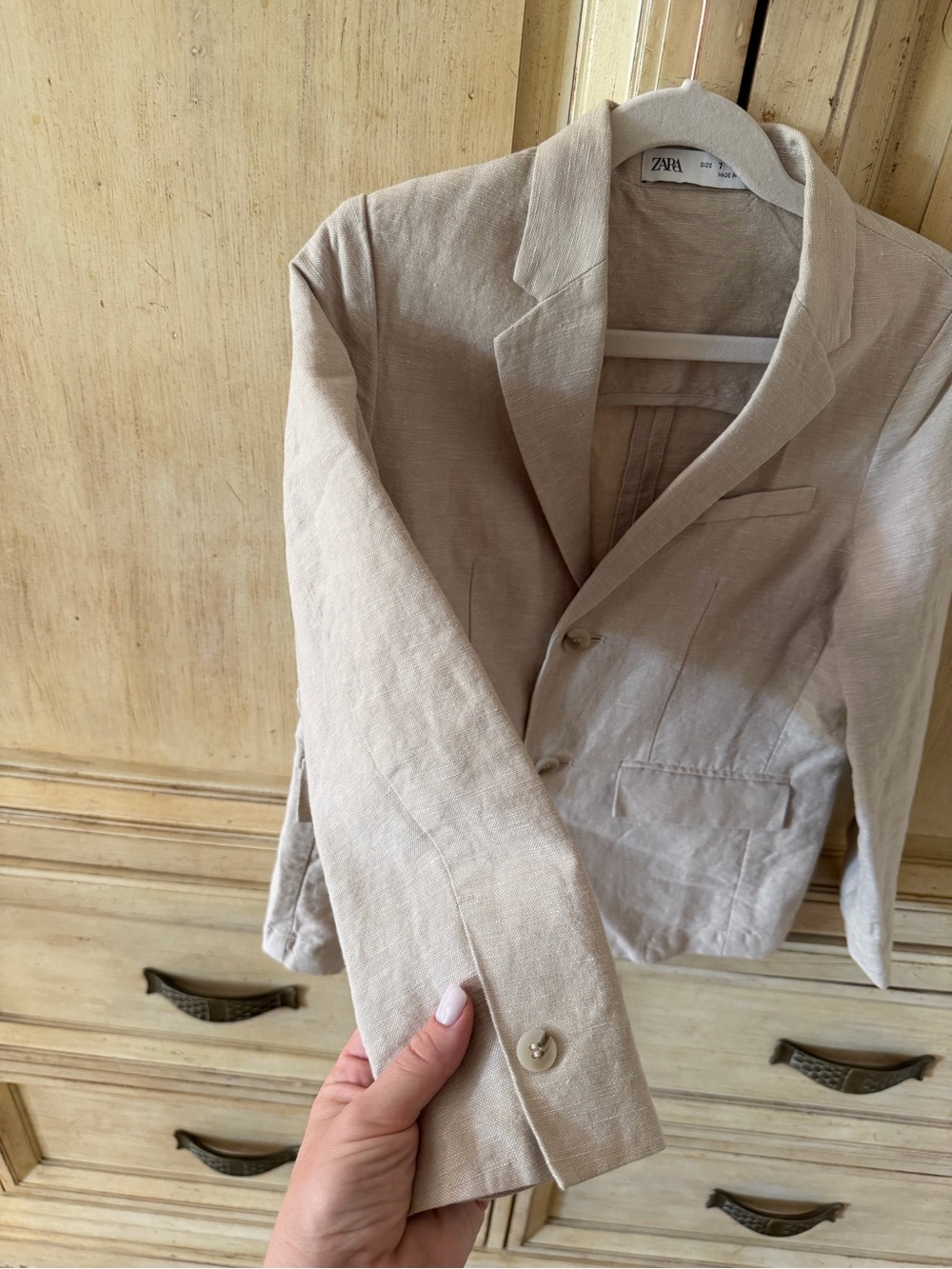 ZARA Light Beige Linen Blazer - Women's Tailored Jacket